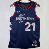 2023/24 76ers EMBIID #21 Sapphire Blue City Edition NBA Jerseys 热压