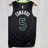 2024 Timberwolves EDWARDS #5 Black NBA Jerseys 热压