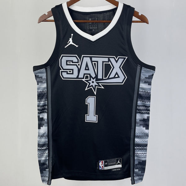 2023/24 Spurs WEMBANYAMA #1 Black NBA Jerseys