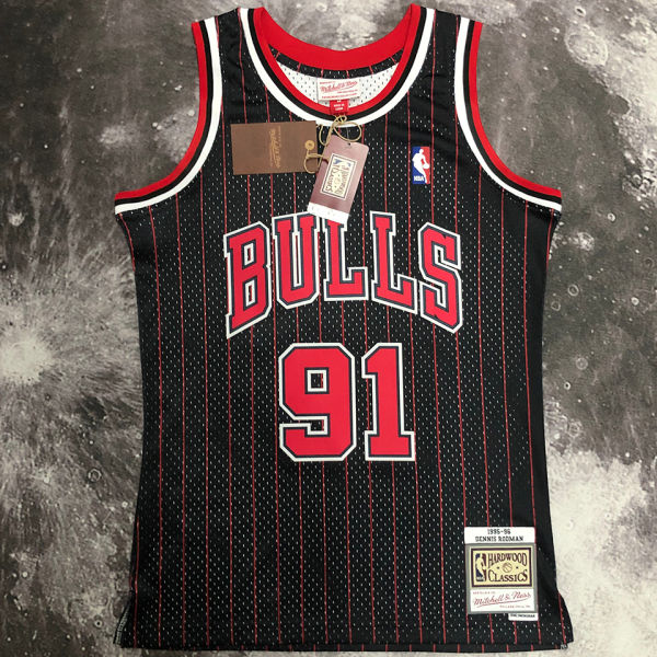 1997/98 Bulls RODMAN #91 Black Retro NBA Jerseys 热压