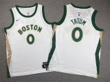 2023/24 Celtics TATUM #0 White Kids City Edition NBA Jerseys 刺绣