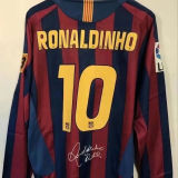 2005/06 RONALDINHO #10 BA Home Long Sleeve Retro Jersey(Have Pacth League Edition Signed联赛版有签名有章）