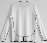 2002 England Home White Retro Long Sleeve Soccer Jersey