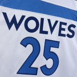 2023/24 Timberwolves ROSE # 25 White NBA Jerseys