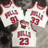 1997/98 Bulls RODMAN #91 White Retro NBA Jerseys 热压