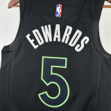2024 Timberwolves EDWARDS #5 Black NBA Jerseys 热压