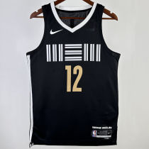 2023/24 Grizzlies Morant #12 Black City Edition NBA Jerseys Hot Pressed