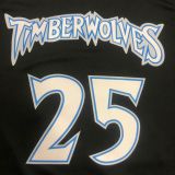 2018 Timberwolves ROSE # 25 Black Retro NBA Jerseys Hot Pressed