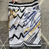 Warriors White Four Bags NBA Pants