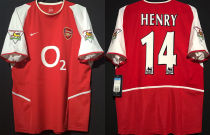 HENRY #14 ARS Home Retro Jersey 2002/04 (Have Patch 带 2001-2002 金双臂章 FA Premier League Font 英超字体 )