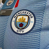 2023/24 Man City Home Blue Player Version Long Sleeve Jersey