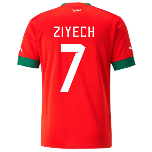 ZIYECH #7 Morocco Home Red Fans Jersey 2022/23