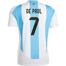 DE PAUL # 7 Argentina Home Fans Soccer Jersey 2024/25