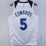 2023/24 Timberwolves EDWARDS #5 White NBA Jerseys
