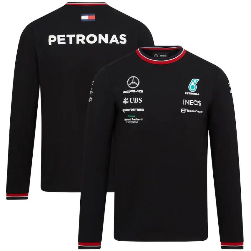 2022 Mercedes AMG Petronas F1 Black Long Sleeve Team T-Shirt