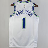 2023/24 Timberwolves ANDERSON #1 White Retro NBA Jerseys 热压