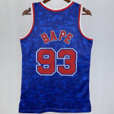1993 Nets BAPE×M&N #93 Blue NBA Jerseys