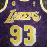 1993 Lakers BAPE×M&N #93 Purple NBA Jerseys