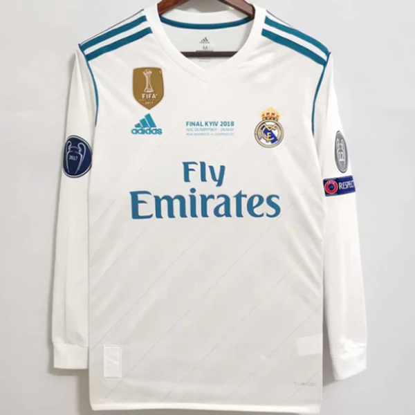 2017/18 RM Home UCL FINAL KYIV 2018 Retro Long Sleeve Jersey (Have All Patch 全臂章有胸前字)
