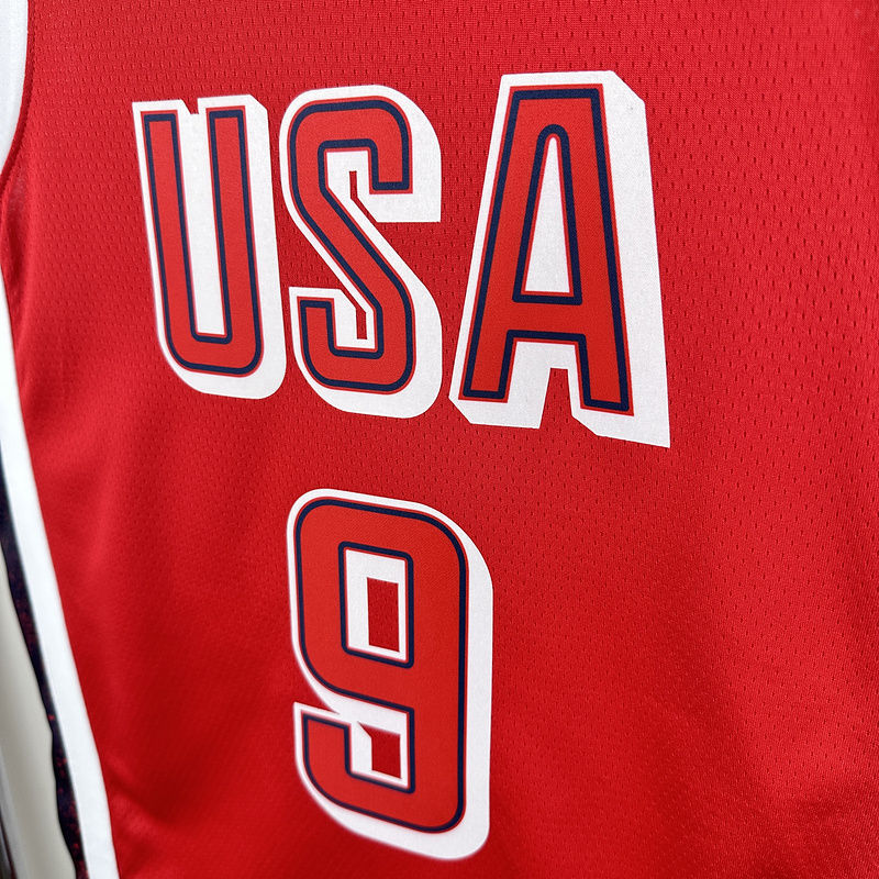 Team USA HALIBURTON #9 Red NBA 5