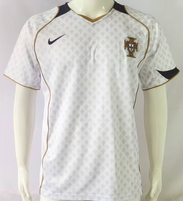 2004 Portugal Away White Retro Soccer Jersey