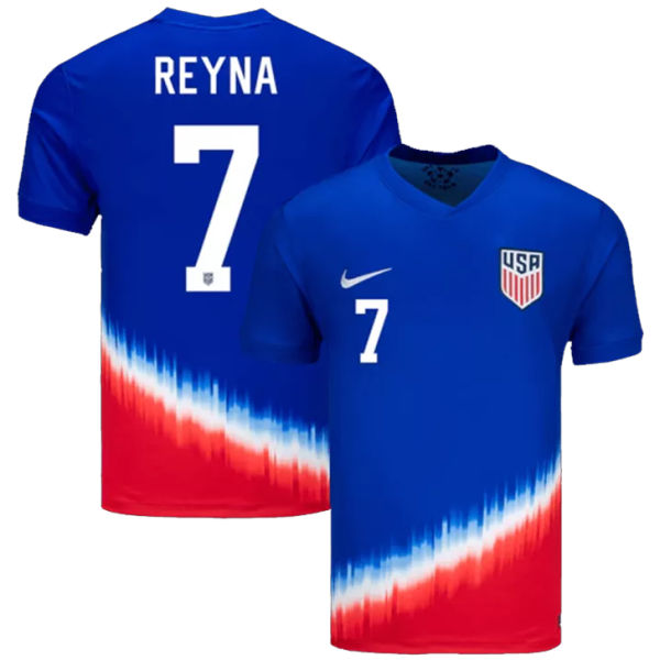REYNA #7 #7 U.S 1:1 Quality Away Blue Red Fans Soccer Jersey 2024/25