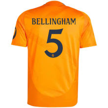 BELLINGHAM #5 RM 1:1 Quality Away Orange Fans Jersey 2024/25 （UCL Font)