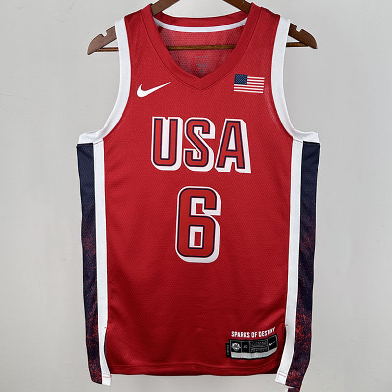 Team USA JAMES #6 Red NBA