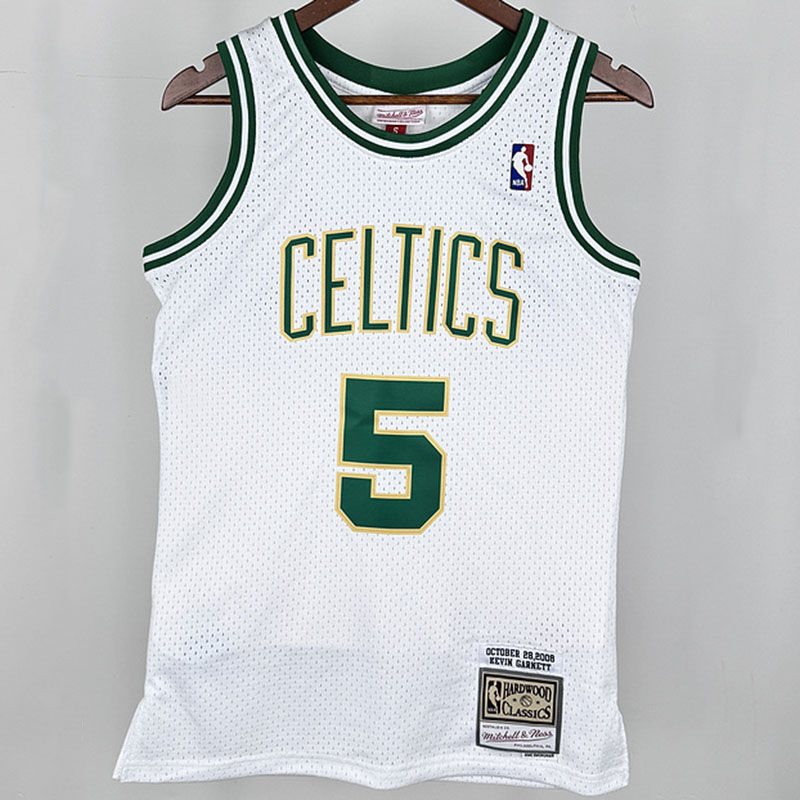 Celtics GARNETT #5 White Retro NBA