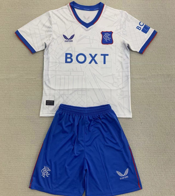 2024/25 Glasgow Rangers Away White Kids Soccer Jersey