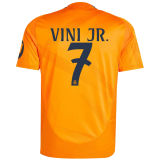 VINI JR． #7 RM 1:1 Quality Away Orange Fans Jersey 2024/25（UCL Font)
