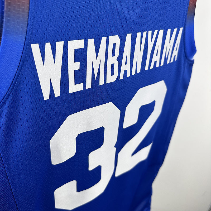 Team FRANCE WEMBANYAMA #32 Blue NBA 4