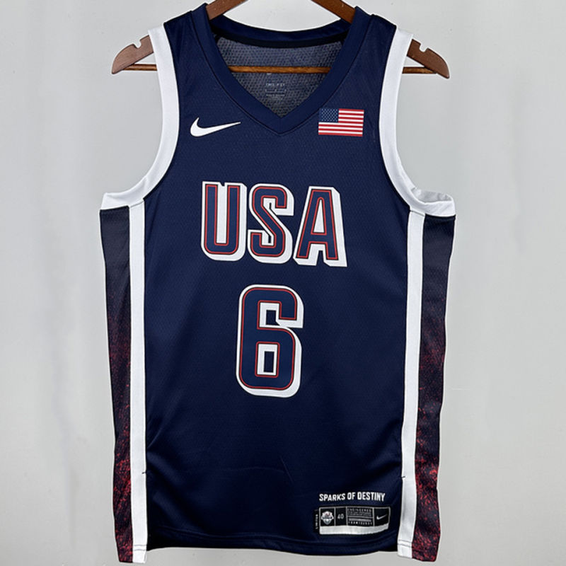 Team USA JAMES #6 Blue NBA