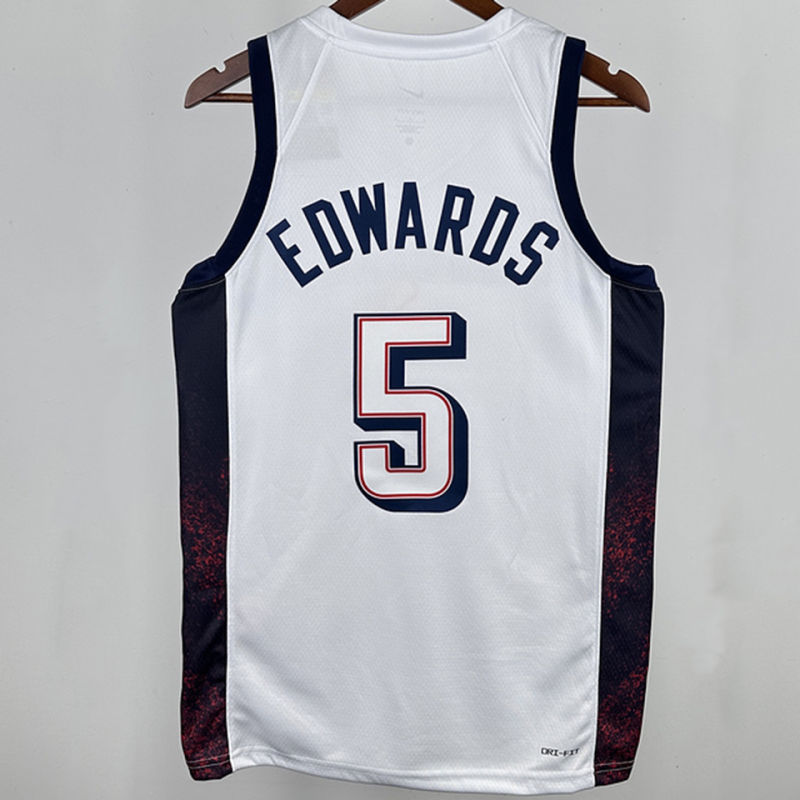 Team USA EDWARDS #5 White NBA 2