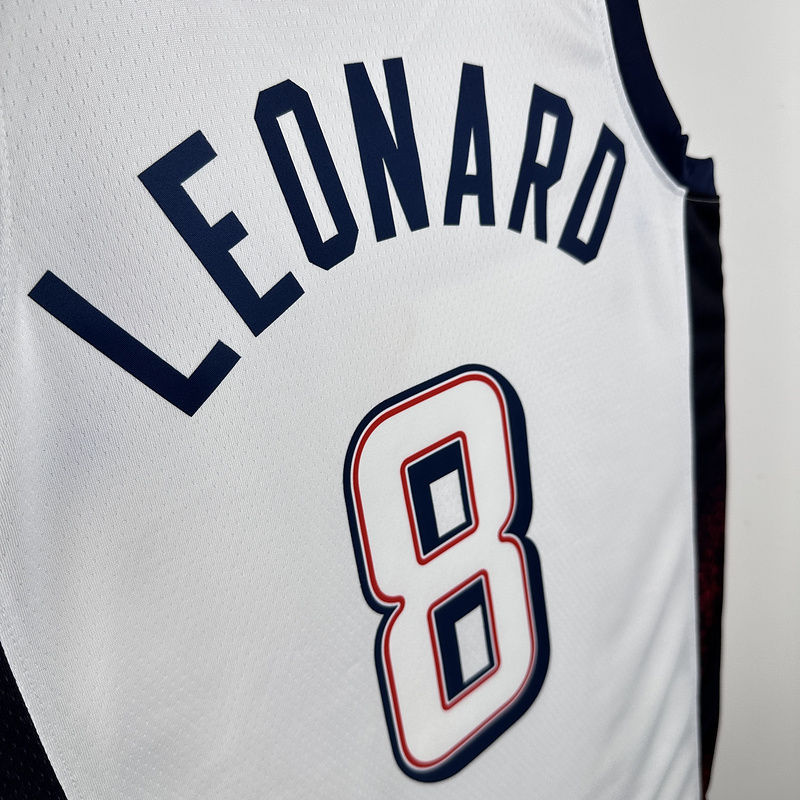 Team USA LEONARD #8 White NBA 6