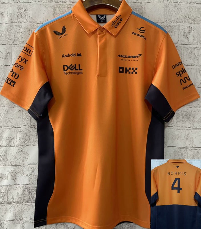 2024/25 McLaren F1 #4 Yellow Black POLO Team T-Shirt 4