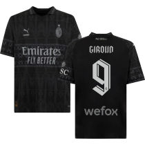 GIROUD #9 AC Milan x PUMA x Pleasures 4Th Black Fans Jersey 2023/24 欧冠体