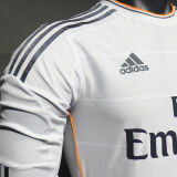2013/14 RM White Home Retro Player Version Long Sleeve Soccer Jersey 球员版
