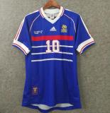 ZIDANE #10 France Home Blue Retro Soccer Jersey 1998 (右胸带小字)