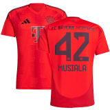 MUSIALA #42 BFC 1:1 Quality Home Red Fans Soccer Jersey 2024/25