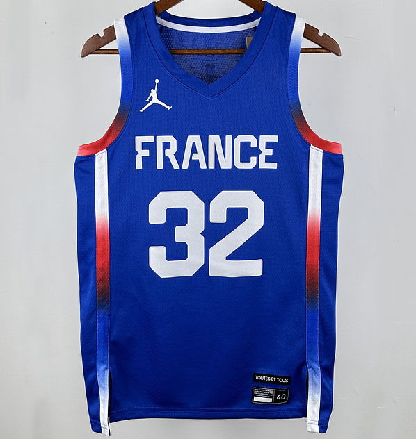 Team FRANCE WEMBANYAMA #32 Blue NBA