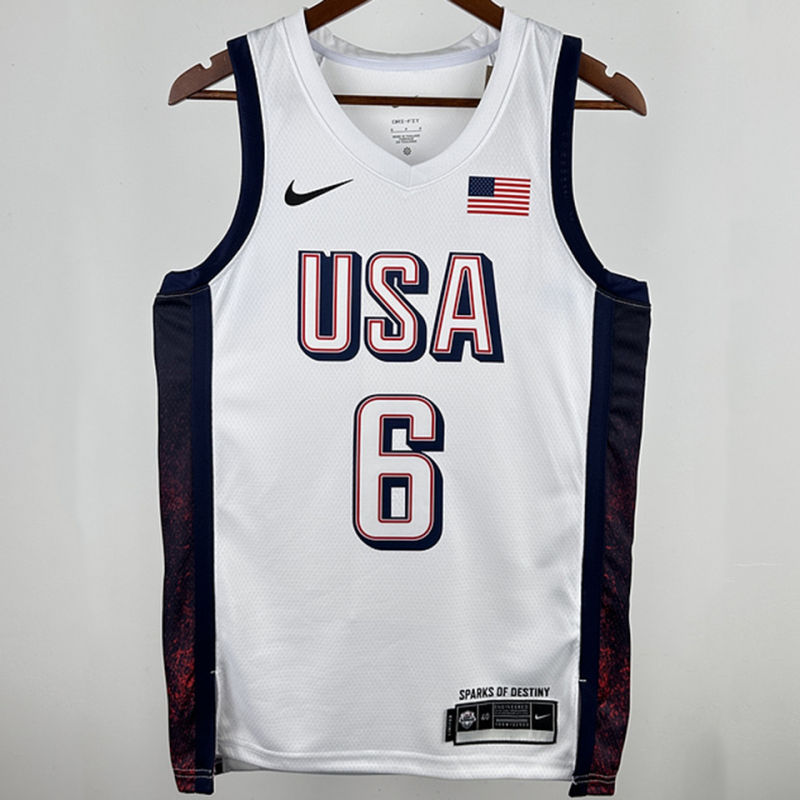 Team USA JAMES #6 White NBA