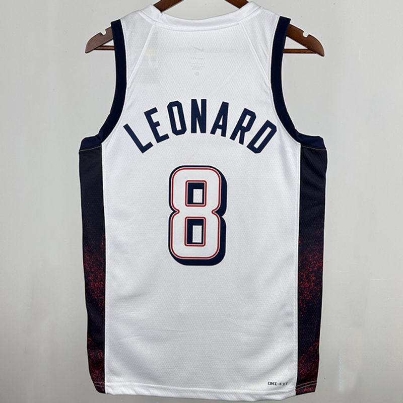 Team USA LEONARD #8 White NBA 2