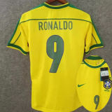 Ronaldo # 9 Brazil Home Retro Soccer Jersey 1998