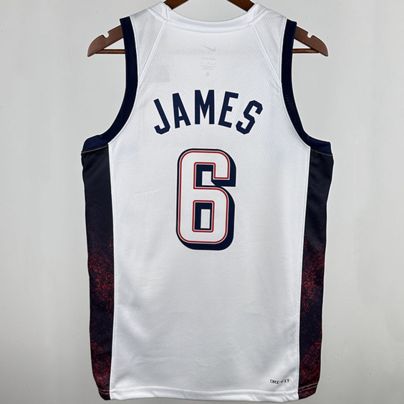Team USA JAMES #6 White NBA 2