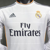 2013/14 RM White Home Retro Player Version Long Sleeve Soccer Jersey 球员版