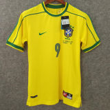Ronaldo # 9 Brazil Home Retro Soccer Jersey 1998