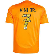 VINI JR． #7 RM 1:1 Quality Away Orange Fans Jersey 2024/25 （Cartoon UCL Font) 卡通字体