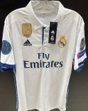 2016/17 RM White Home Retro Player Version Soccer Jersey 球员版