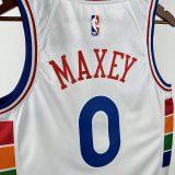 2025 76ers MAXEY #0 White City Edition NBA Jerseys 热压